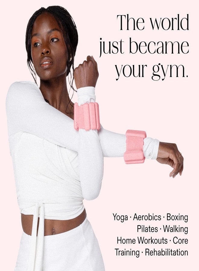 بالا أثقال بالا بانجلز للمعصم والكاحل - مجموعة أربطة وزن قابلة للتعديل بوزن 1 رطل للنساء والرجال - أثقال سيليكون للذراع والساق للبيلاتس واليوغا والمشي والباريه والتمارين المنزلية وتمارين القوة - لون وردي فاتح - Image 3